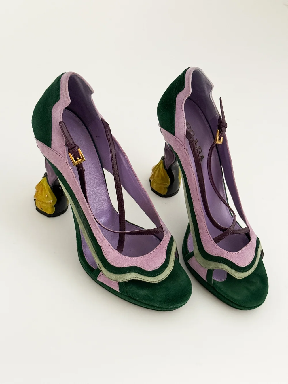 Prada S/S 2008 Fairy Collection Archival Suede Flower Heels (US 8